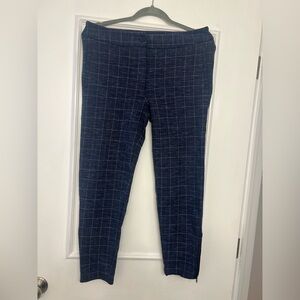 Betabrand Navy Plaid Stretch Knit Pants